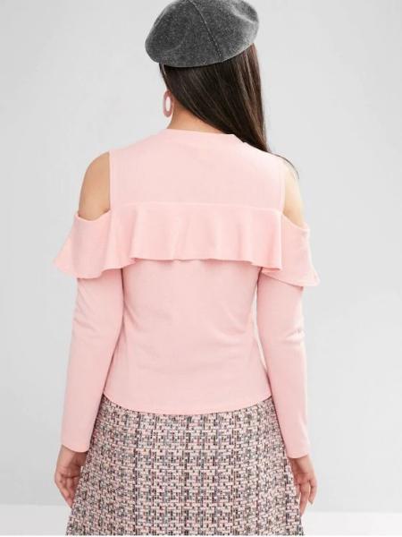 A luva longa da roupa por atacado barata do plissado trata partes superiores da camisa de T