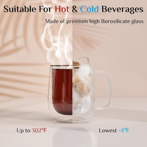 Handmade Double Walled Glass Coffee Cup High Borosilicate Coffee Tea Drinking Cup