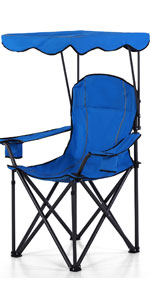 Oversized Camping Chair with Shade Canopy, Folding Lawn Chairs Cup Holders, Camping Lounge Chair for Hiking Travel