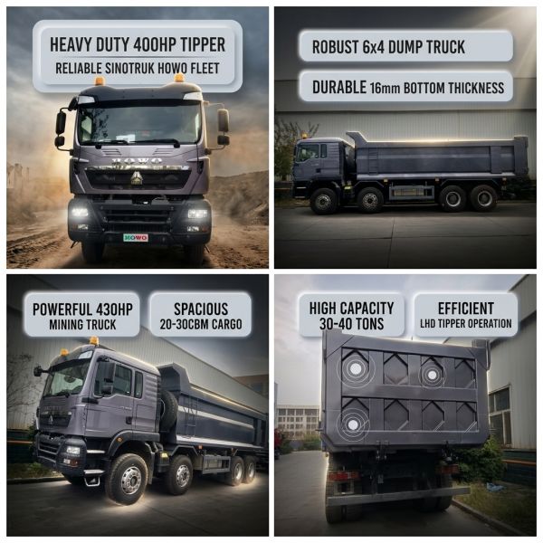 Tipper Truck SINOTRUK HOWO 400HP 12 Wheels LHD 30-40 Tons 20-30CBM ZZ3317V356GB1