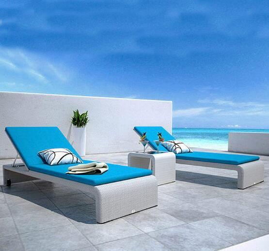 PE Rattan Chaise Lounge chairs Leisure Aluminium Outdoor Garden patio beach chair