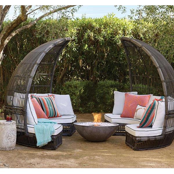 Water Proof Cushion Outdoor Seaside Wicker Sun Bed with Rust-Resistant Aluminum Frame