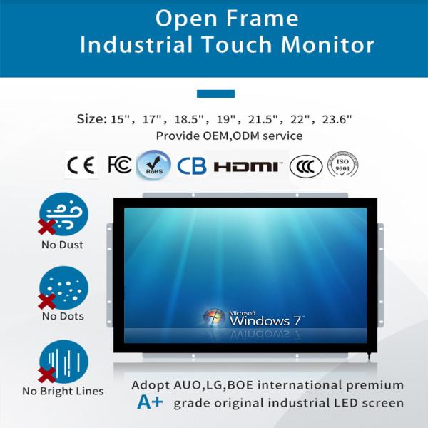 Waterproof 21.5inch Infrared Touch Monitor Screen For Kiosks 10 Points Multi Touch