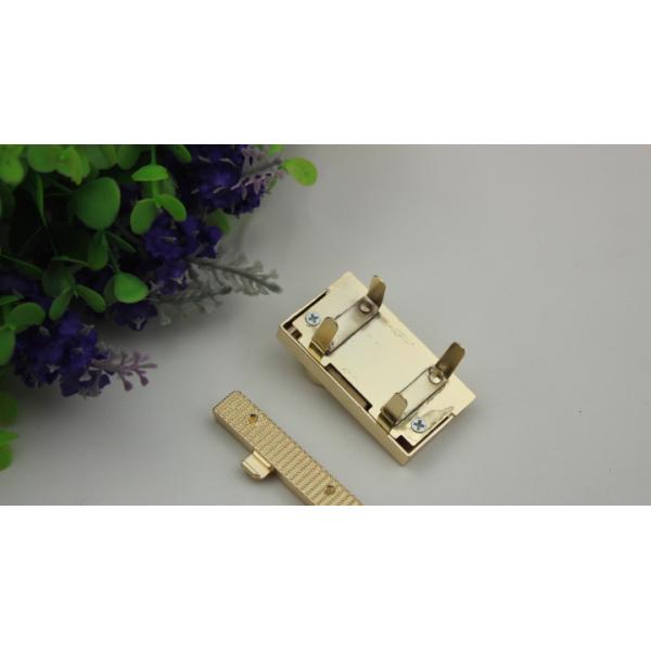 New fashion light gold zinc alloy metal bag hardware rectangle handbag turn lock