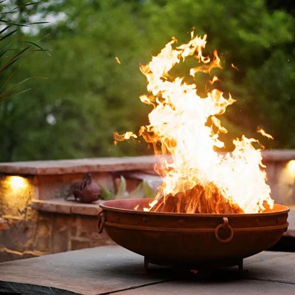 Corten Steel Garden Outdoor Firepit Modern Fireplace Heating Wood Burning