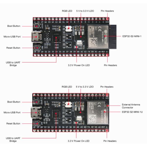 Доска ESP32-S2F 802,11 B/G/N 2.4GHz развития ESP32-S2-DevKitM-1-N4R2 WiFi