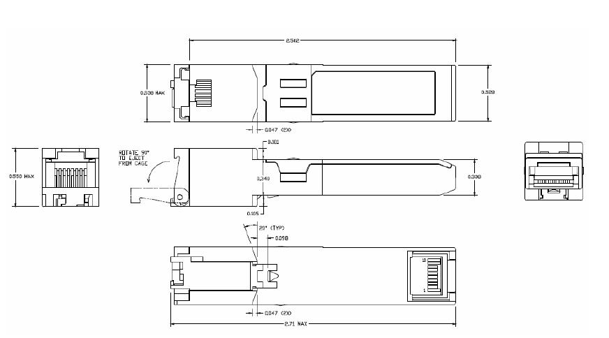 1000BASE-T SFP до 100 приемопередатчиков SFP меди метров CAT5 RJ45