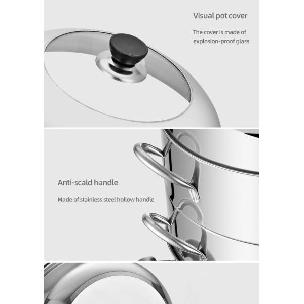 New Arrival Kitchen Industrial Steamer Pot Cookware Mutil Layer Stainless Steel Steamer Pot With SS Handle