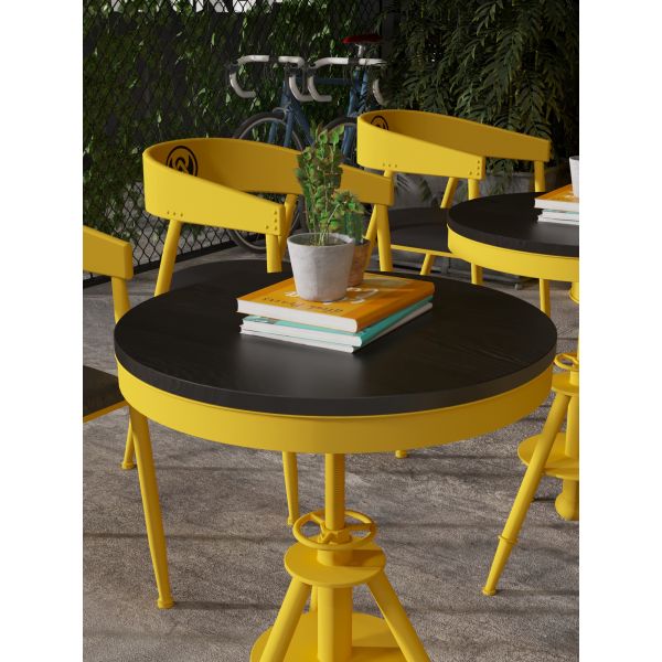 Customizable Color Industrial Style Oil Drum Table and Chair Set with Durable Iron Frame and Premium PU Leather
