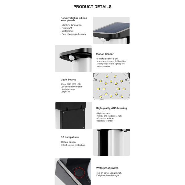 0.22kg/Set Solar Garden Lights Outdoor Powered Wall LED 59*55.4*42.5cm IP54