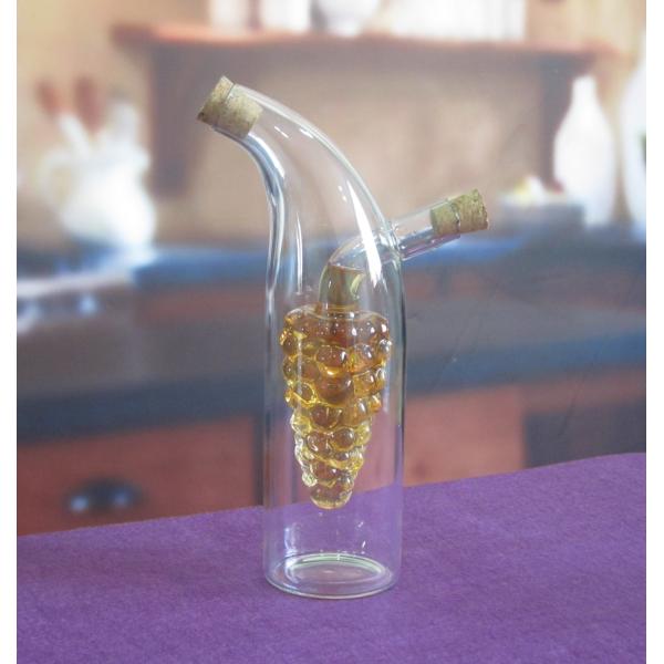 Банка формы виноградины двойного слоя стеклянная с крышкой для масла