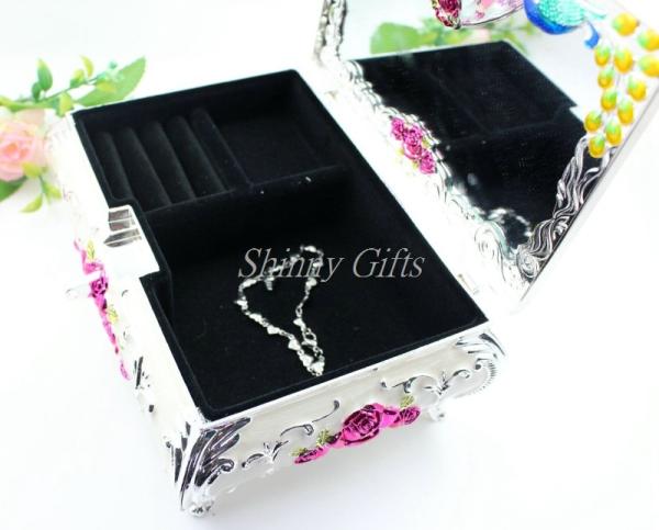 Shinny Gifts Fashion Jewerly Organizer Box Earring Storage Box Cosmetic Jewelry Box