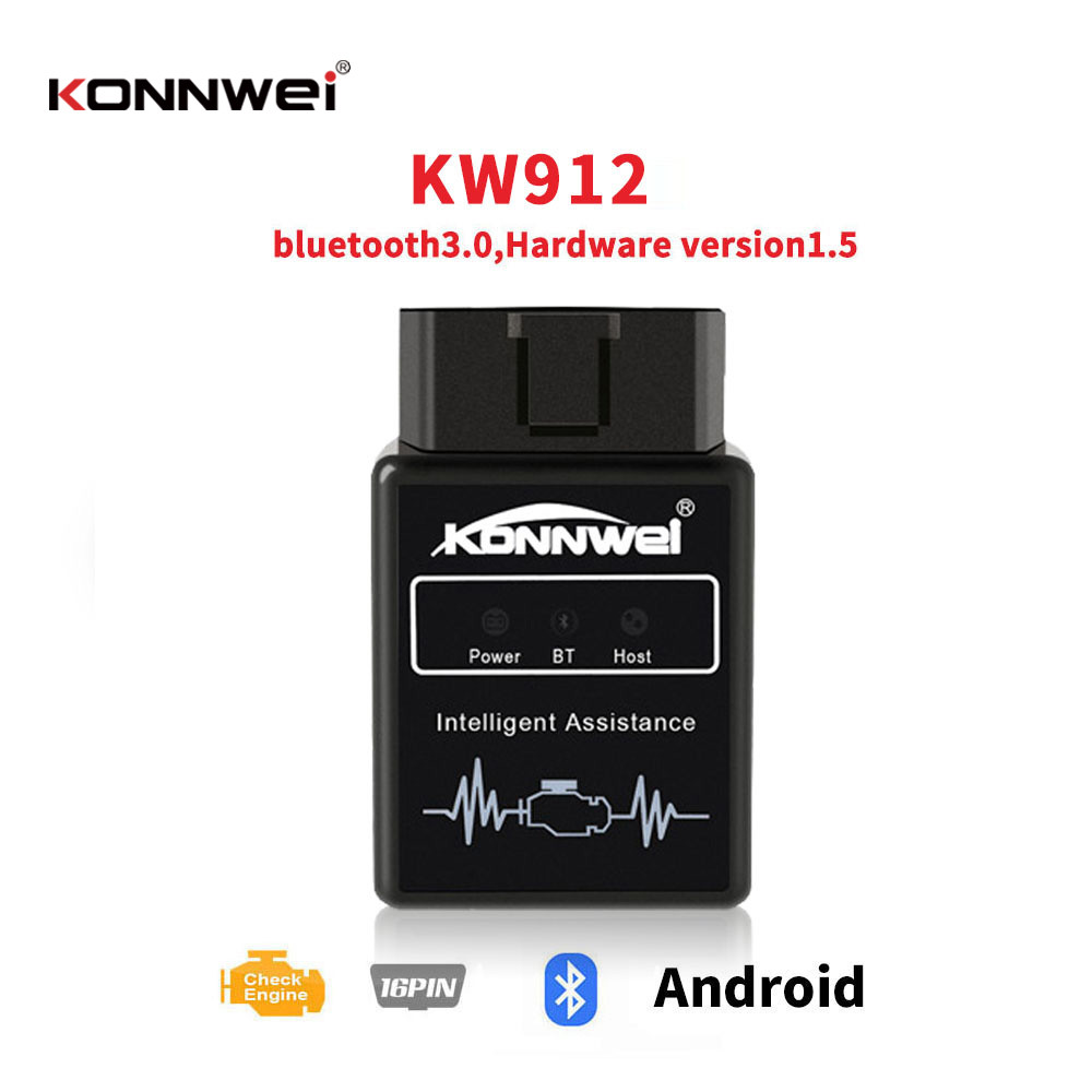 KONNWEI KW912 Bluetooth для тестера андроида ELM327 диагностического для всех автомобилей OBD2 12V
