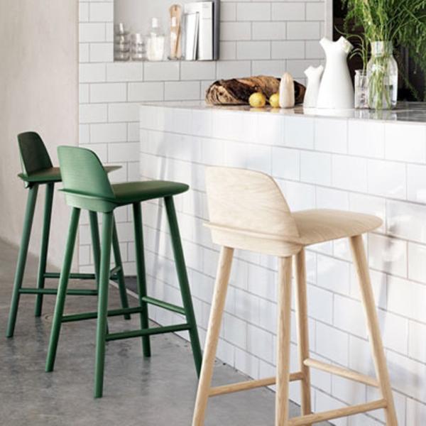 Solid Wood Nerd Bar Stool Commercial Furniture , Natural Oak Nerd Counter Stool SGS