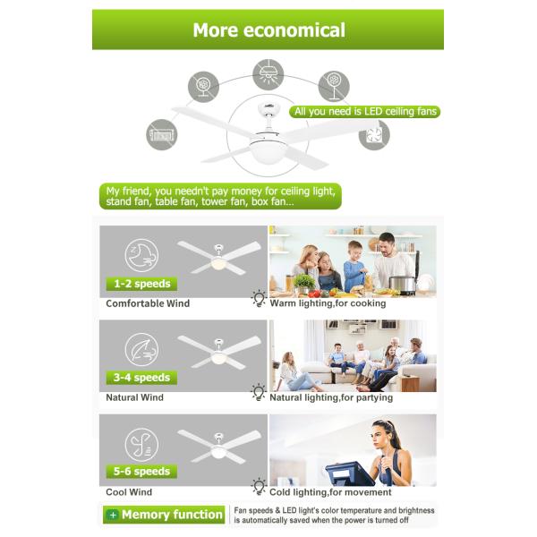 2- Ventilador de teto de economia de energia solar com baixa tensão estável e energia solar