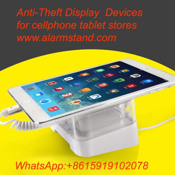 COMER anti-theft display devices for tablet docking stations with alarm and charger skeleton