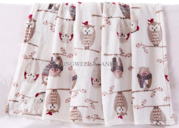 Lovely Rotary Printing Children Flannel Blanket , Owl Printed Flannel Bed Blanket