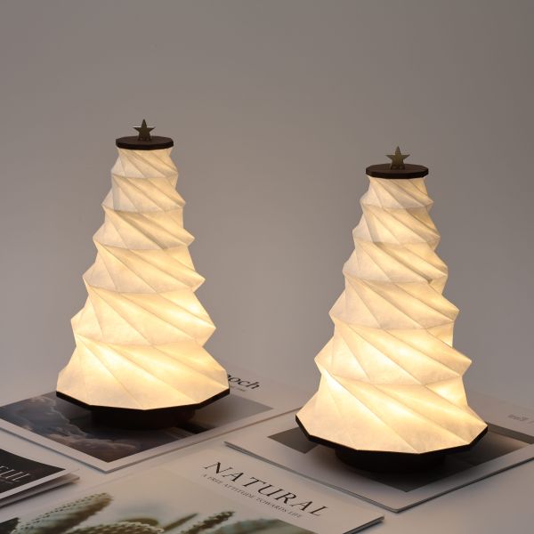 Cordless Bedroom Tree Shaped Lamp Wood Paper Lights Home Decor