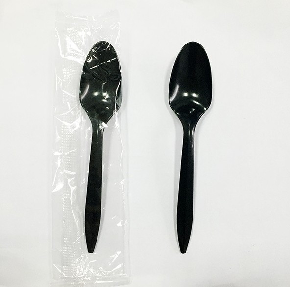 Plastic Sleeve Cutlery Set Customized Logo Buffets PS Disposable Spoon Fork and Knife