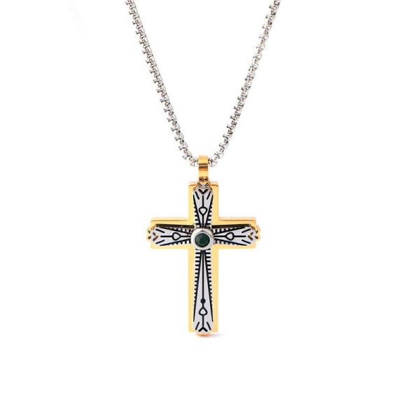 Minimalist men's cross pendant hip-hop niche trend personalized stainless steel necklace