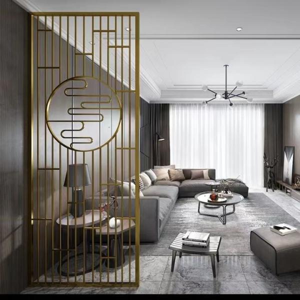 Modern Stainless Steel Screen Partition Metal Grille Carved Folding Room Divider
