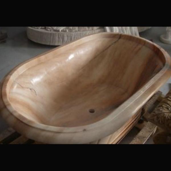 Home deocration pink marble bathtub with polish surface for bathroom,china sculpture supplier