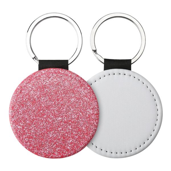 Porte-clés par sublimation en cuir vierge coloré, simple face, pailleté, porte-clés personnalisé