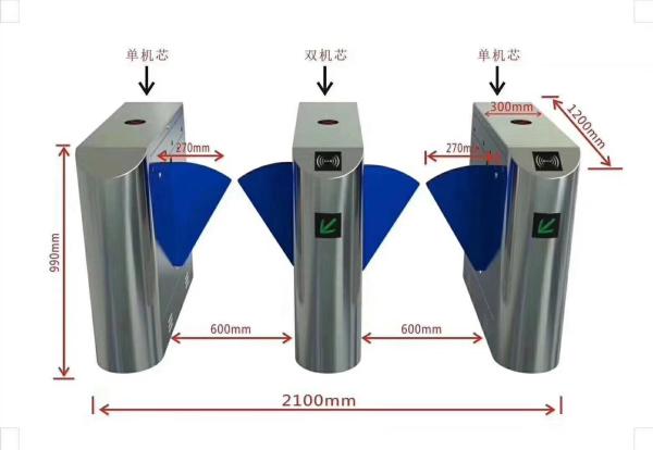 Stainless Steel ESD Turnstile Economic Flap Gate With Tester ID Reader Components