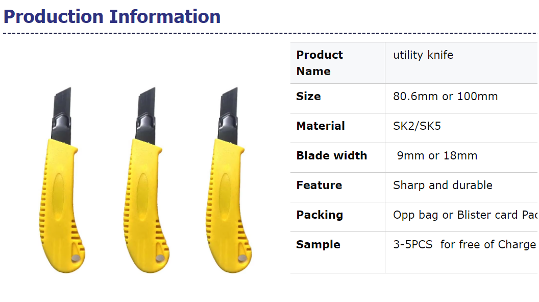 ODM Retractable Utility Knife Blade Paper Replacement Trimmer Cutter