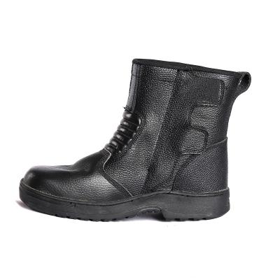 High Cut Safety Shoes PU Sole Ultimate Comfort Black Leather Fabric Upper Men'S Safety Shoes