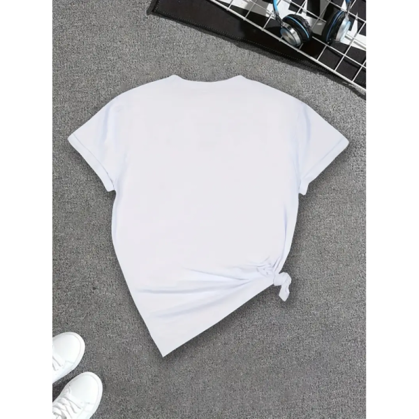 Custom Couple Photo Print T-Shirt - Personalized Heart Design Short Sleeve Crew Neck Casual Women's Tee, Machine-Washable Birthday Gift for Her, Family Keepsake, Durable Fabric Shirt