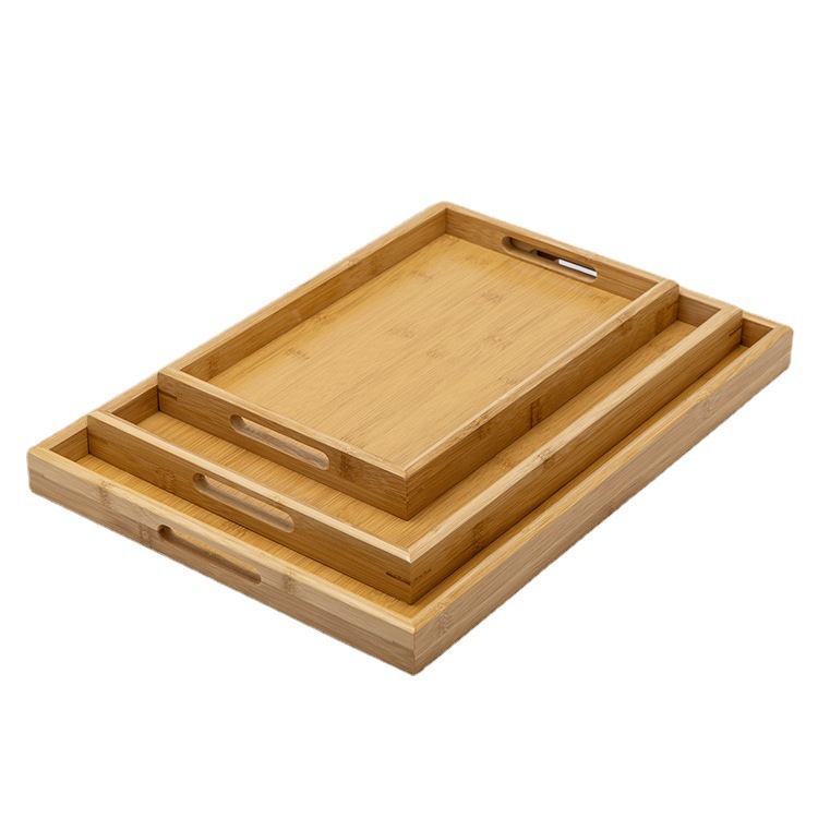Simple Rectangular Bamboo Tray Household Bread Fruit Tray Bamboo Hotel Tea Tray Decoration Plate