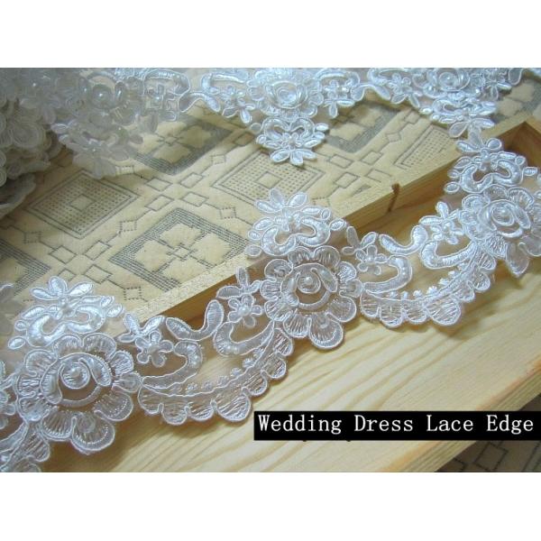 Wedding Dress Lace Border with Cord/ Bridal veils Lace Edge with Bead