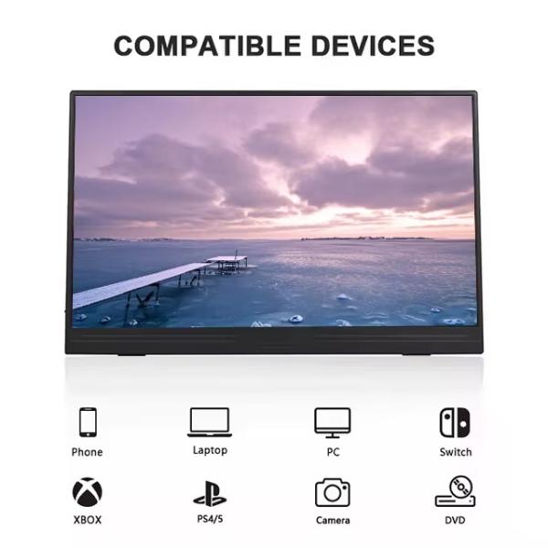 15.6 FHD IPS USB-C Portable Monitor Dual Screen for Laptop Mobile Gaming