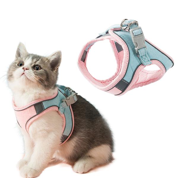 Lovely Adjustable Pet Harness Soft Nylon Mesh Reflective Cat Harness Leash Set