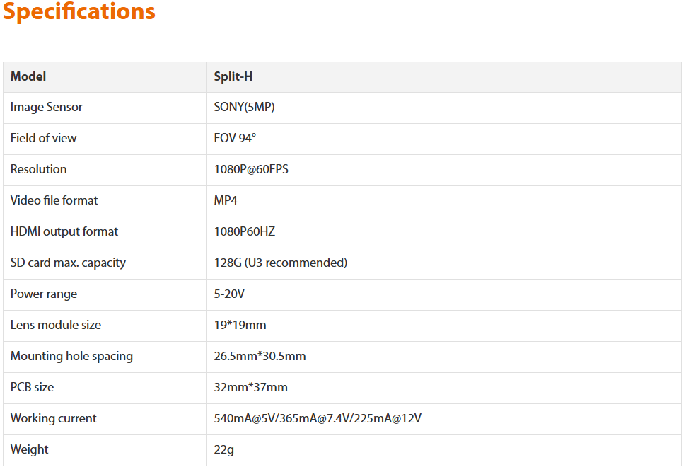 Runcam Split-H Support 1080P Recording And Output Built-In Microphone Remote Control Camera For RC Drone FPV Airplane
