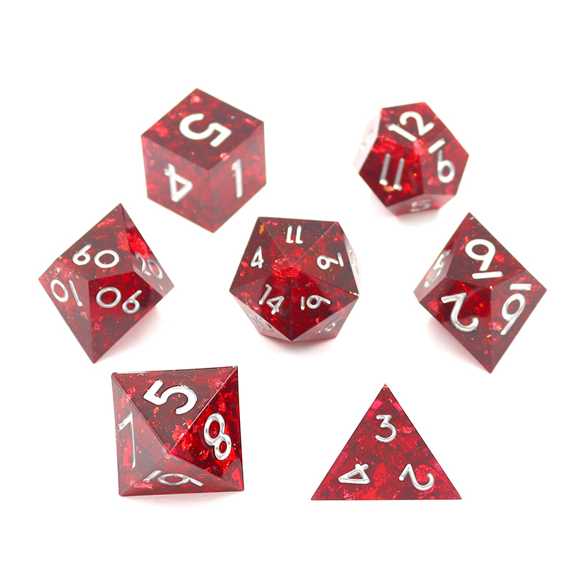 Custom Logo Liquid Core Resin Dice Set 14MM-20MM Polyhedral DND Dice for RPG Games