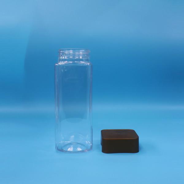 Petite bouteille vide transparente large bouche rectangulaire en plastique