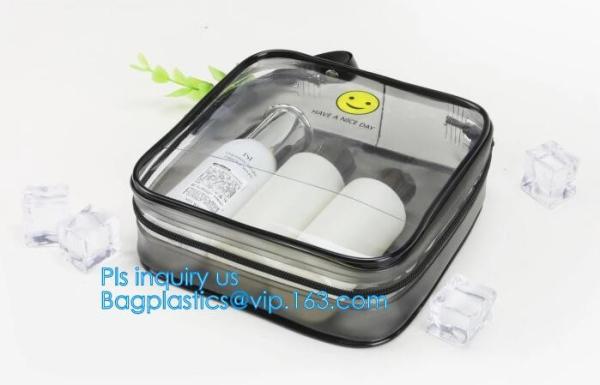 transparent pvc easy take away travel use toothbrush bag, printed zipper PVC Travel Bag For Toothbrush, travel pvc toile
