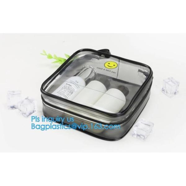 recyclable travel PVC cosmetic bag travel set bag, PVC Zip Lock Plastic Cosmetic Travel Packaging Bag, PVC Zipper Travel