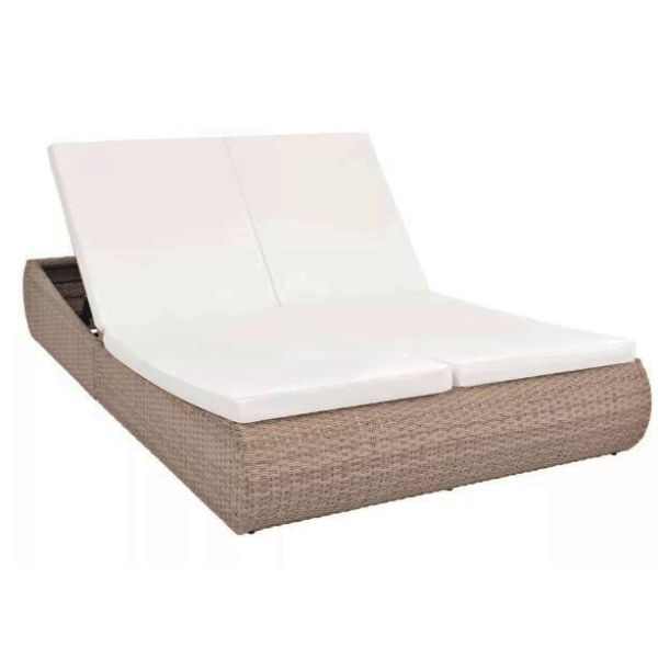 Hot Sale Outdoor Furniture Outdoor Garden Rattan Daybed Waterproof Sun Lounger Poolside Double Bed