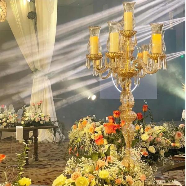 Оптовая высокая свадебная украшение центром Золотое стекло свадебная цветовая ваза