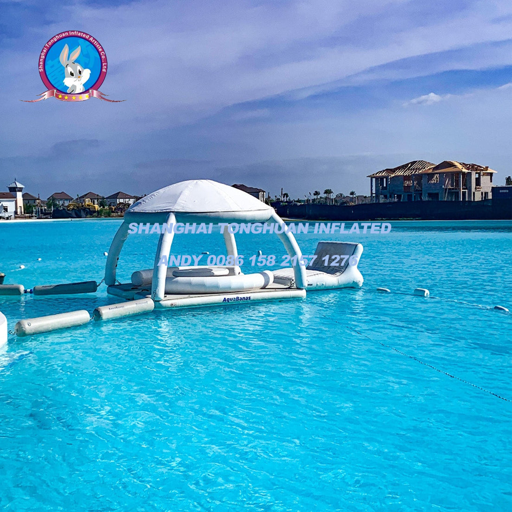 Wholesale Inflatable PVC Water Park Pontoon Floating Platform Tent Dock Island 100-500kg Capacity for 5-10 Passengers