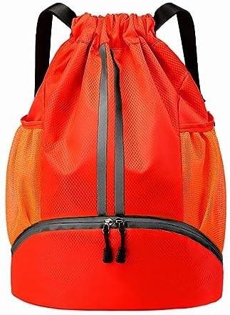 HOEDIA SPORTS DRAWSTRING BACKPACK - STRING SWIM GYM BAG WITH SHOES COMPARTMENT AND WET PROOF POCKET FOR WOMEN&MEN