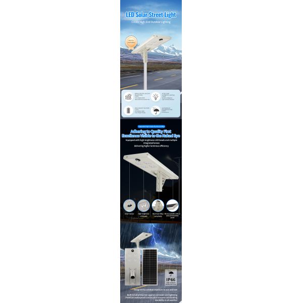 LED Solar Street Light 5054 Beads IP66 Waterproof, Dusk to Dawn Automatic Lighting with Light & Time Control