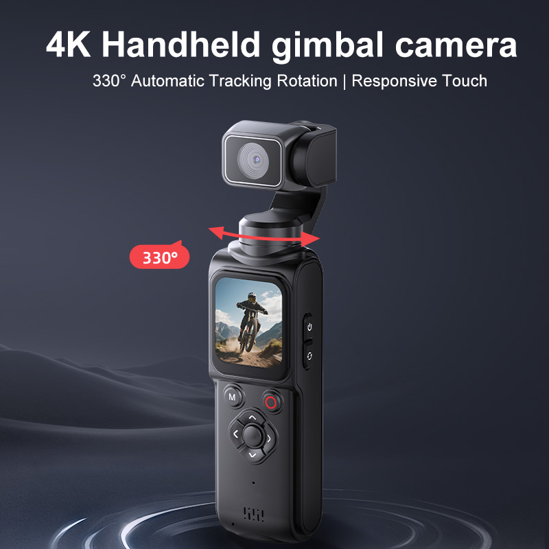 Hot Selling 330 Auto Tracking Gimbal Camera 4K Handheld Pocket Cam 1.7 Inch Touchscreen WiFi Transfer MicroSD 32GB for Vlog