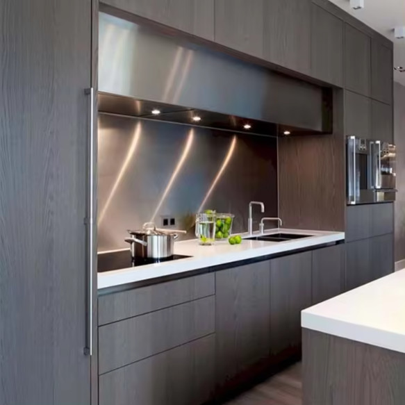 Modular High Gloss Kitchen Cabinets Acrylic Finish Assembled