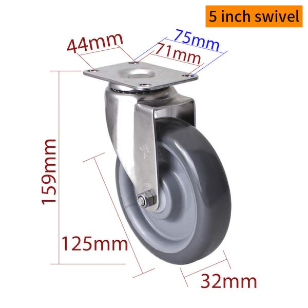 EDL 5Inch Stainless Steel Medium Duty Caster With Durable  Wheel Loading 150Kg S545P-75