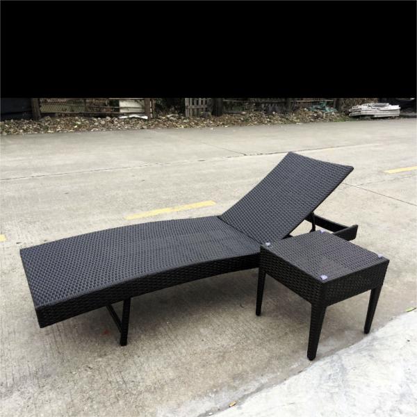 Outdoor Rattan Lounge Chair Foldable Balcony Reclining Bed for Villa and Swimming Poo