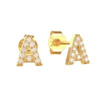 Des boucles d'oreilles en argent de la mode en argent sterling A-z Alphabets 18k or plaqué 925 Boucles d'oreilles en argent